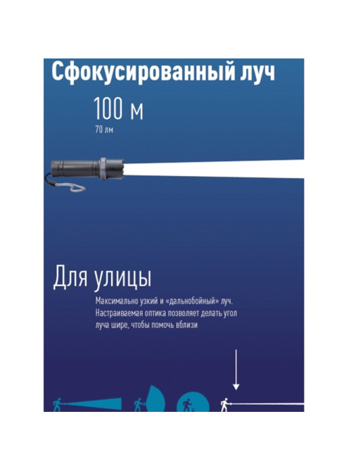 Фонарь аккумуляторный КОСМОС 1 Вт, LED, Li-ion, заряд от USB, KOS117Lit