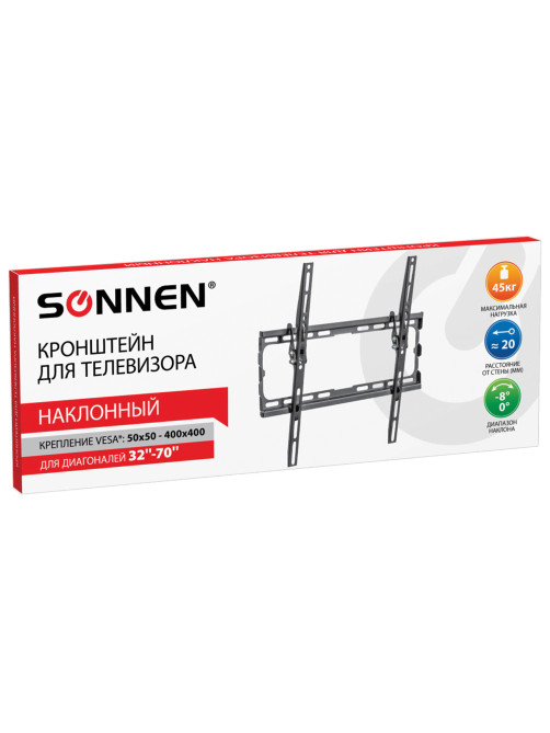 Кронштейн-крепление для ТВ настенный, до 45 кг, VESA 50х50-400х400, 32