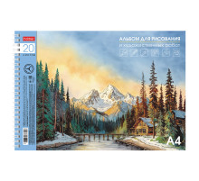 Альбом для рисования А4 20 л., гребень, подложка, бумага 220 г/м, HATBER, 