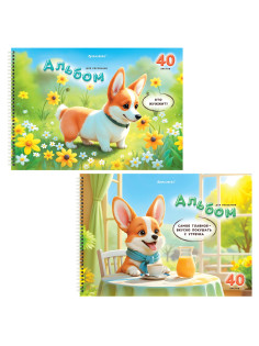 Альбомы для рисования ДЭК, А4, 40 л., КОМПЛЕКТ 2 шт., гребень, глянцевый лак, BRAUBERG, 200х290 мм, 
