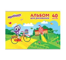 Альбом для рисования, А4, 40 листов, скоба, обложка картон, ЮНЛАНДИЯ, 202х285 мм, 