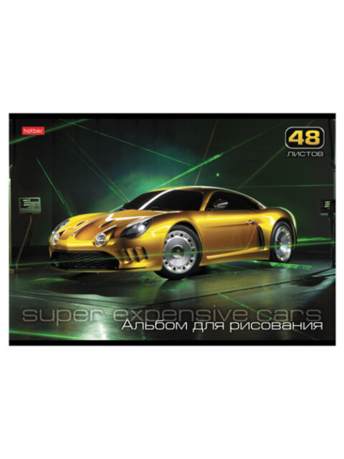 Альбом для рисования А4 48 л., скоба, обложка картон, HATBER, 205х290 мм, 
