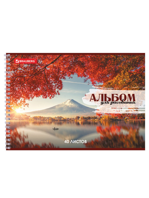 Альбом для рисования, А4, 40 листов, гребень, обложка картон, BRAUBERG, 195х285 мм, 