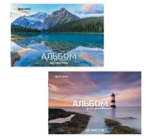 Альбом для рисования А4 40 л., скоба, обложка картон, BRAUBERG, 205х290 мм, 