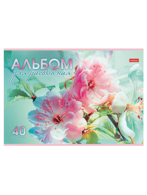 Альбом для рисования А4 40 л., скоба, обложка картон, HATBER, 205х290 мм, 