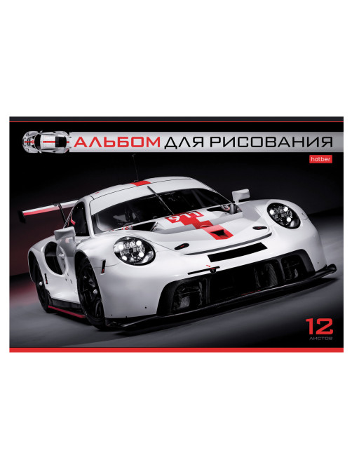 Альбом для рисования А4 12 л., скоба, обложка картон, HATBER, 205х290 мм, 