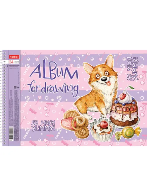 Альбом для рисования А4 24 л., спираль, обложка картон, HATBER, 205х290 мм, 
