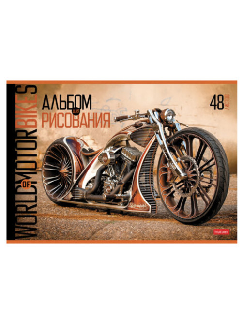 Альбом для рисования А4 48 л., скоба, обложка картон, HATBER, 205х290 мм, 