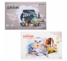Альбом для рисования А4 40 л., скоба, обложка картон, BRAUBERG, 203х288 мм, 