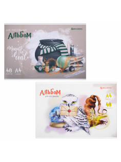 Альбом для рисования А4 40 л., скоба, обложка картон, BRAUBERG, 203х288 мм, 