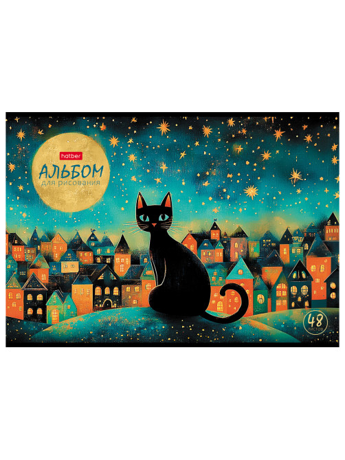 Альбом для рисования, обложка пластик, А4, 48 л., скоба, HATBER, 205х295 мм, 