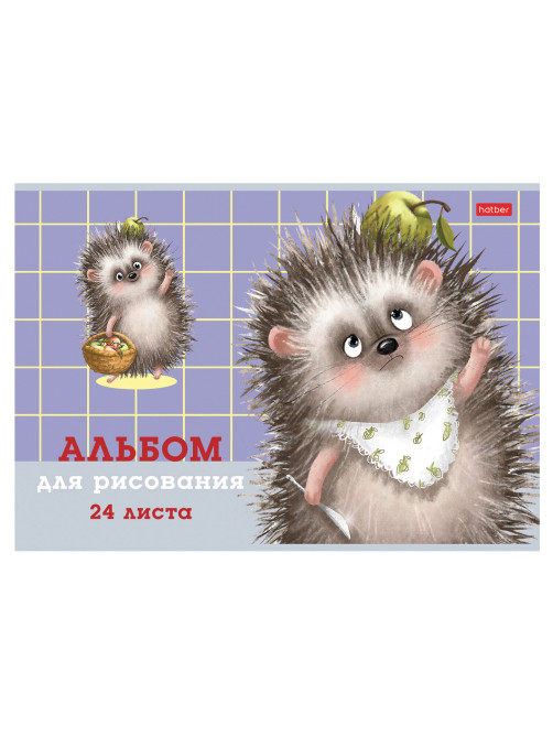 Альбом для рисования А4 24 л., скоба, обложка картон, тиснение, HATBER, 205х290 мм, 