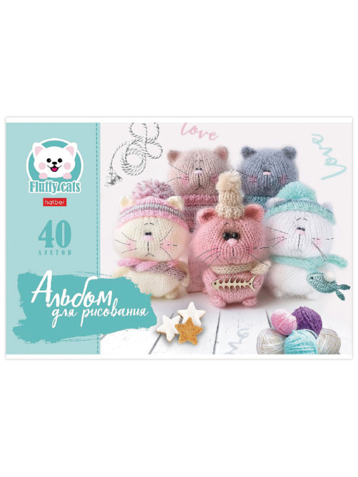Альбом для рисования, А4, 40 л., скоба, обложка картон, HATBER, 205х290 мм, 