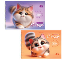 Альбомы для рисования ДЭК, А4, 40 л., КОМПЛЕКТ 2 шт., гребень, Soft-touch, BRAUBERG, 200х290 мм, 