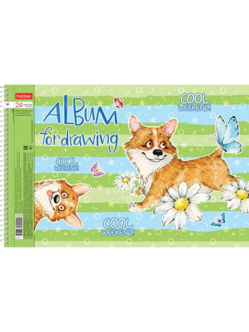 Альбом для рисования А4 24 л., спираль, обложка картон, HATBER, 205х290 мм, 