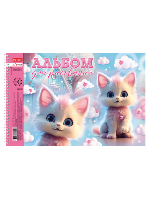 Альбом для рисования А4 40 л., спираль, металлизация + выборочный лак, HATBER, 198х300 мм, 