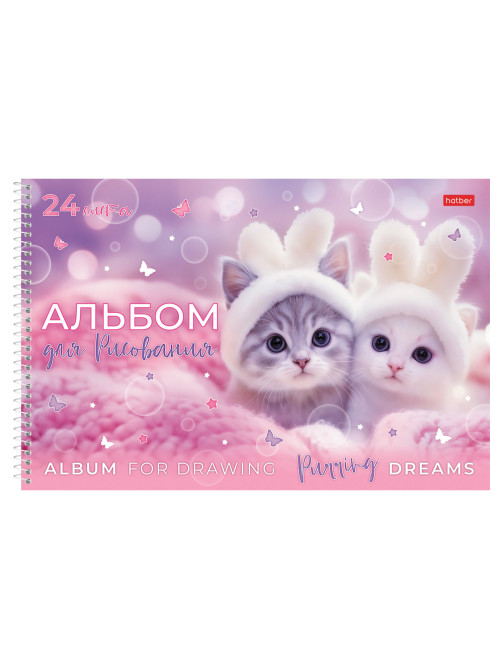 Альбом для рисования, обложка пластик, А4 24 л., спираль, HATBER, 198х300 мм, 