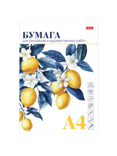 Папка для рисования А4, 20 л., 220 г/м2, HATBER, 210х297 мм, 