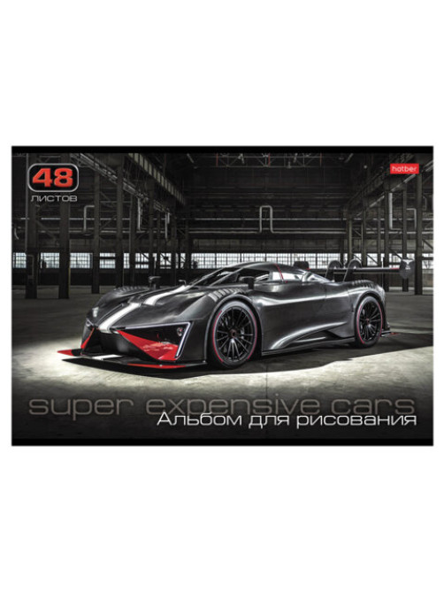 Альбом для рисования А4 48 л., скоба, обложка картон, HATBER, 205х290 мм, 