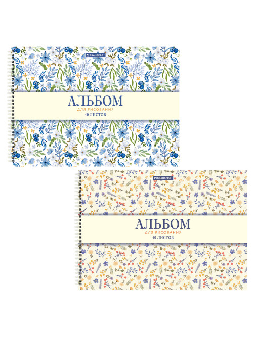 Альбомы для рисования ДЭК, А4, 40 л., КОМПЛЕКТ 2 шт., гребень, рельефный картон, BRAUBERG, 200х290 мм, 