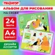 Альбом для рисования А4, 24 листа, скоба, обложка офсет, ПИФАГОР, 203х288 мм, 