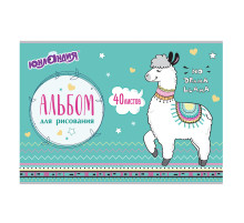 Альбом для рисования, А4, 40 листов, скоба, обложка картон, ЮНЛАНДИЯ, 202х285 мм, 