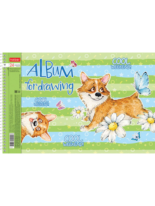 Альбом для рисования А4 24 л., спираль, обложка картон, HATBER, 205х290 мм, 