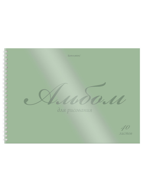 Альбом для рисования, пластиковая обложка, А4, 40 л., гребень, BRAUBERG, 210х297 мм, ОДНОТОННЫЕ (4 вида), 107681
