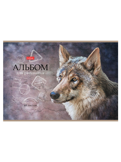 Альбом для рисования А4 48 л., скоба, матовая ламинация, тиснение, HATBER, 205х290 мм, 