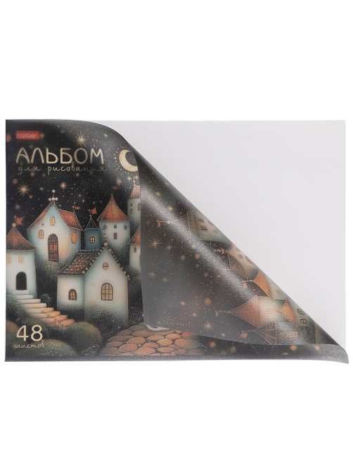 Альбом для рисования, обложка пластик, А4, 48 л., скоба, HATBER, 205х295 мм, 
