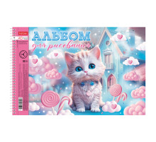 Альбом для рисования А4 40 л., спираль, металлизация + выборочный лак, HATBER, 198х300 мм, 