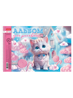 Альбом для рисования А4 40 л., спираль, металлизация + выборочный лак, HATBER, 198х300 мм, 