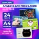 Альбом для рисования А4, 24 л., гребень, обложка картон, BRAUBERG, 195х285 мм, МИКС-1, 107108