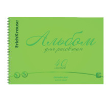 Альбом для рисования обложка пластик, А4, 40 л., гребень, 120 г/м2, перфорация, Erich Krause, 