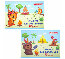 Альбом для рисования А4 12 л., скоба, обложка офсет, ПИФАГОР, 203х288 мм, 