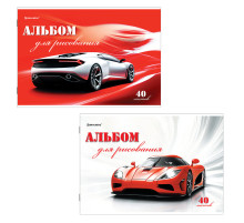 Альбом для рисования, А4, 40 листов, скоба, обложка картон, BRAUBERG, 200х283 мм, 