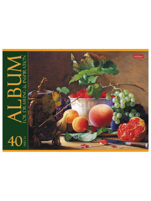 Альбом для рисования, А4, 40 л., скоба, обложка картон, HATBER, 205х290 мм, 
