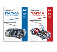 Папка для черчения А4, 210х297 мм, 20 л., 160 г/м2, без рамки, BRAUBERG (2 вида), 125235