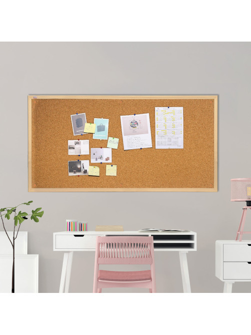 Доска пробковая для объявлений 100x200 см, коричневая рамка из МДФ, 2х3 OFFICE, (Польша), TC1020