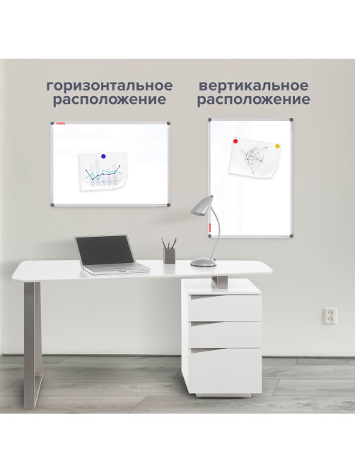 Доска магнитно-маркерная 90х120 см, алюминиевая рамка, BRAUBERG 