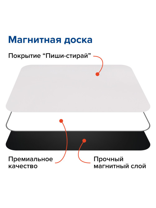 Доска на холодильник магнитно-маркерная 30х21 см с маркером, магнитом и салфеткой, BRAUBERG, 237846
