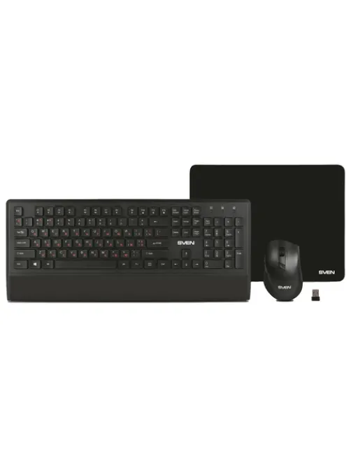 Набор беспроводной SVEN KB-C3800W, клавиатура, мышь 5 кнопок + 1 колесо-кнопка, коврик, SV-017293