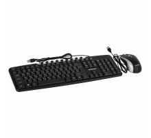 Набор проводной SONNEN KB-S110, USB, клавиатура 113 клавиш, мышь 3 кнопки, 1000 dpi, черный/серебристый, 513854