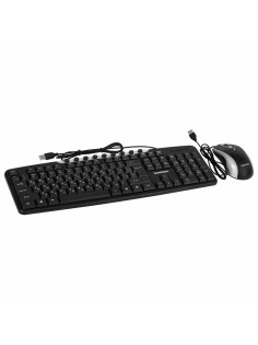 Набор проводной SONNEN KB-S110, USB, клавиатура 113 клавиш, мышь 3 кнопки, 1000 dpi, черный/серебристый, 513854