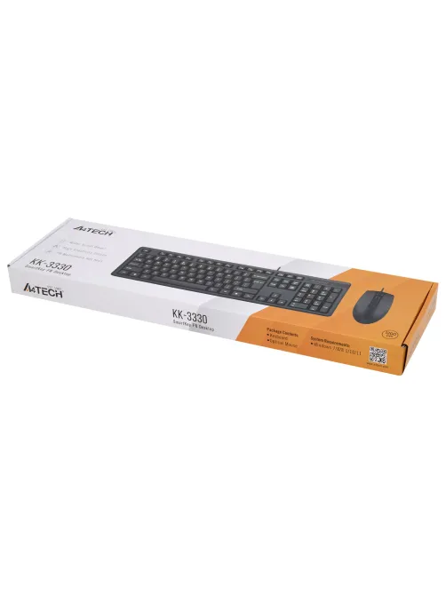 Набор проводной A4TECH KK-3330, USB, клавиатура 104 клавиши, мышь 2 кнопки + 1 кнопка-колесо, черная, 1530249