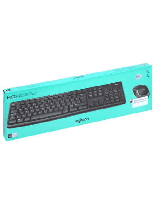 Набор беспроводной LOGITECH MK270, клавиатура, мышь 2 кнопки + 1 колесо-кнопка, черный