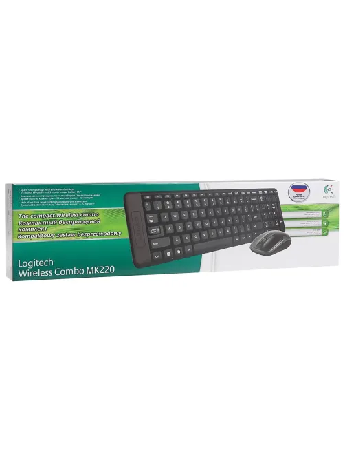Набор беспроводной LOGITECH Wireless Desktop MK220, клавиатура, мышь 2 кнопки + 1 колесо-кнопка, черный, 920-003236