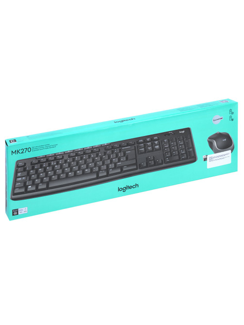 Набор беспроводной LOGITECH MK270, клавиатура, мышь 2 кнопки + 1 колесо-кнопка, черный