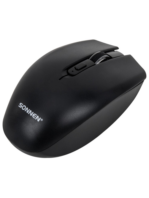 Мышь беспроводная USB, 800/1200/1600 dpi, 5 кнопок + колесо-кнопка, оптическая, SONNEN Q80, черная, 513945