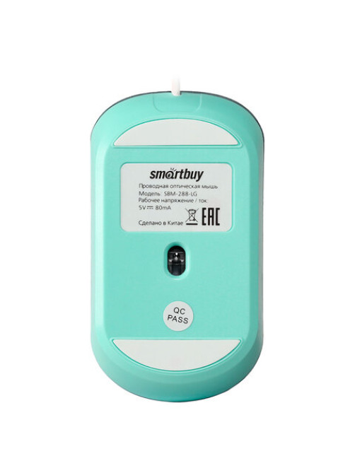 Мышь проводная бесшумная SMARTBUY 288-LG, USB, 3 кнопки + 1 колесо, оптическая, зеленая, 06826, SBM-288-LG